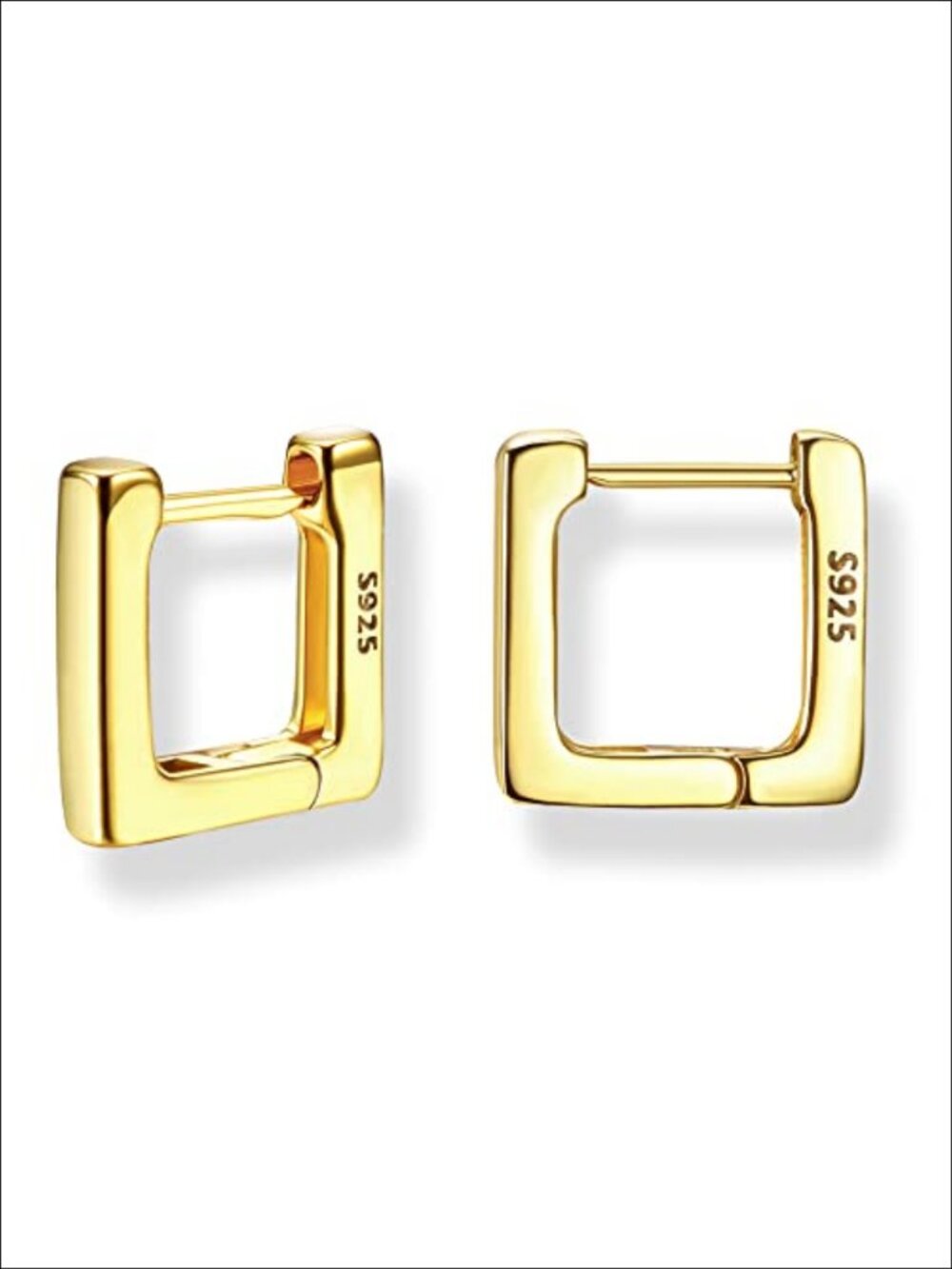 Solid 925 Sterling Silver 18k Gold Plated Small Huggie Hoop Earrings Women